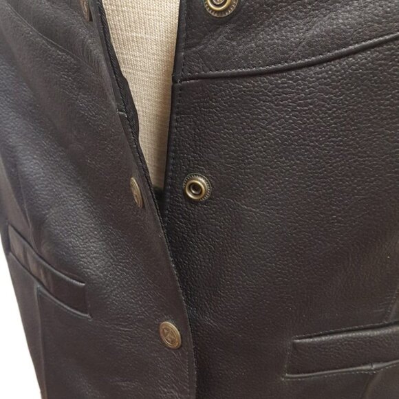 Women’s Classic 4 button Solid Cowhide Black Leather Vest - Picture 3 of 3